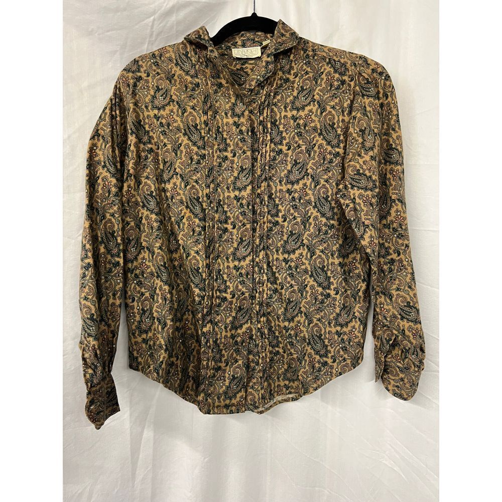 Vintage J Davis  Paisley Print Button Down Shirt Retro Boho Long Sleeve Woman 4